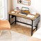 48 Inch Natural Wood Rolling Writing Desk with Sturdy Metal Frame and Casters for Small Spaces